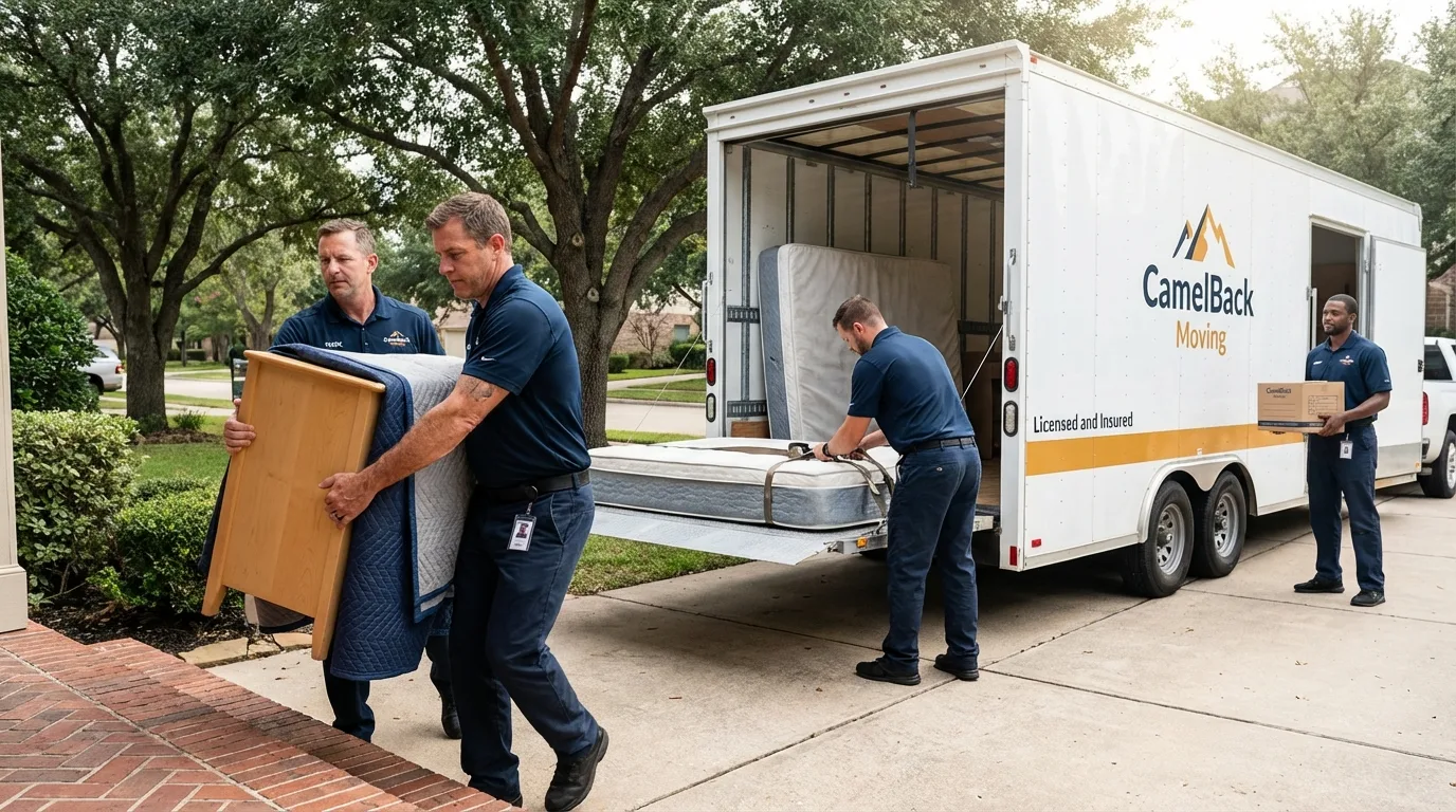 Crew loading residential truck for cross-state move from Lincolnton, GA